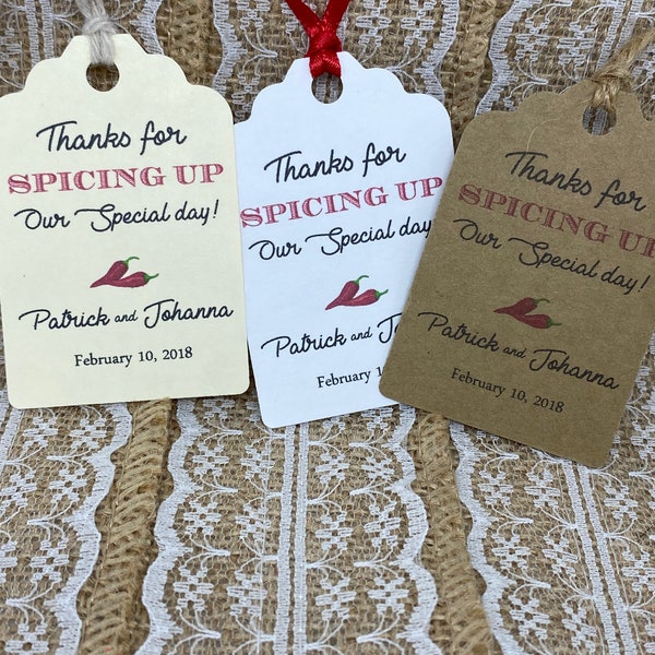 Hot sauce favor tag - Thanks for spicing up our day tags, Wedding tags, Thank You tags, Favor tags,  Bridal Shower Favor Tags, BBQ tags