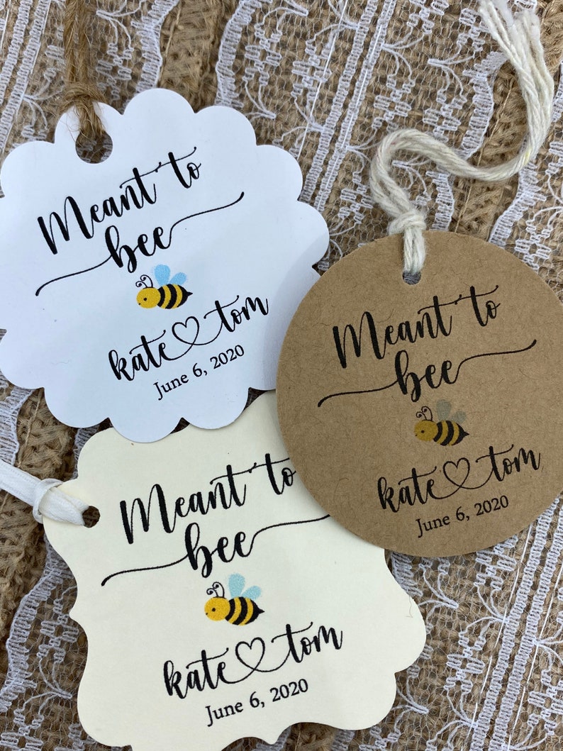 bee Favor Tags, honey tags, wedding favor tags, Thank You tags, Favor tags, Gift tags, Bridal Shower Tags, meant to bee tags, meant to be