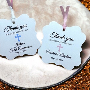 Baptism or first communion tags, Personalized Favor Tags, Thank You tags, Favor tags, Boy baptism tags, Favor tag, FIRST Communion tags