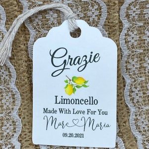 limoncello tags, limoncello Favor Tags, Wedding tags, Thank You tags, Favor tags, Gift tags, Italian wedding theme, grazie tags, lemons tags