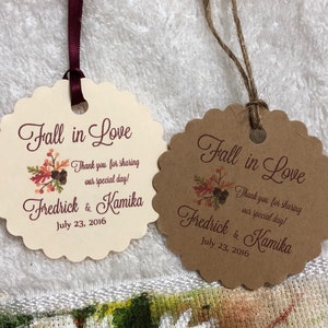 fall in love Favor Tags, 2.5, Wedding tags, Thank You tags, Favor tags, Gift tags, Bridal Shower Favor Tags, autumn favor tags, fall tags image 2