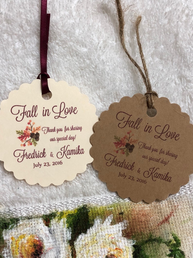 fall in love Favor Tags, 2.5, Wedding tags, Thank You tags, Favor tags, Gift tags, Bridal Shower Favor Tags, autumn favor tags, fall tags image 2