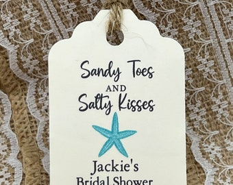 starfish Favor Tags, starfish tags, beach Wedding tags, Thank You tags sandy toes salty kisses Bridal Shower Favor Tags, beach favor tags