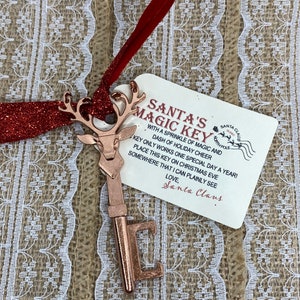 Santa&#39;s Magic Key, Cute Santa&#39;s Magic Key, Handmade Father Christmas Key Tag, Santa, Key+Tag, Christmas Handmade Cute Xmas, key included