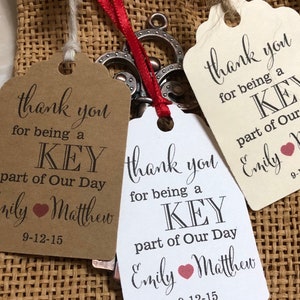 Thank you for being a Key part of our Past Present and Future favor tags, Bottle Opener Tags, Skeleton Key Favor Tags,  Key Tags, antique