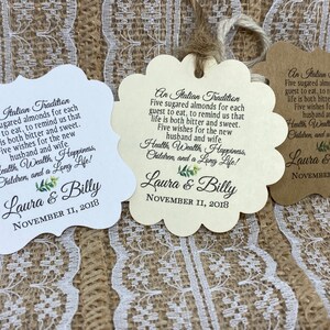 Jordan Almond Tags, Wedding tags, Thank You tags, Koufeta tags, greenery tags, Shower Tags, Italian tradition, bonbonniere tags, greenery