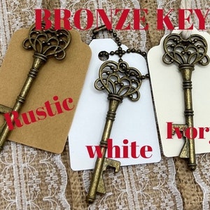Wedding Favors, Key Bottle Openers AND Tags, Skeleton Key Favors, Key to Happiness Tags, Wedding Key Tag, Bottle Opener Tags, Key Tags, key image 9