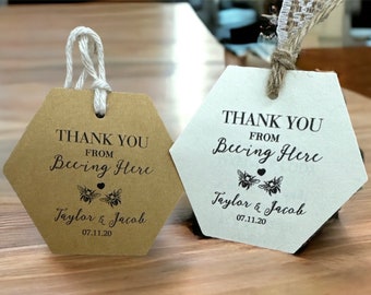 Thank you for bee-ing here tags, honey Favor Tags, HONEY tags, Favor tags, BEE tags, bumble bee tags, Honey sticks, honeycomb tags