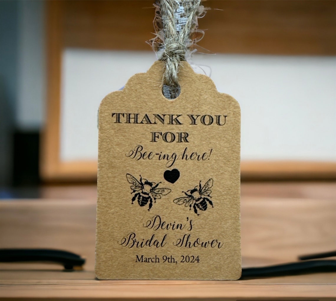 Thank You for Beeing Here Tags, Bee Favor Tags, Honey Tags, Wedding ...