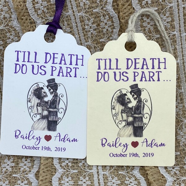 Till death tags, GOTHIC Favor Tags, Halloween tags, Favor tags, Gift tags, Halloween Favor tags, Halloween wedding tags, Gothic tags, gifts