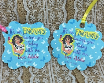 Personalized Favor Tags 2x2" or 2" Thank You tags, Favor tags, Gift tags, encanto party, encanto tags, encanto theme party, (SET OF 20 tags)