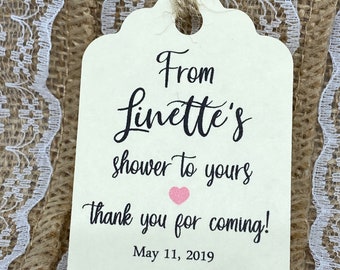 from my shower to yours tags, Wedding tags, Thank You tags,  Bridal Shower tags, From my Shower to Yours, Loofah tags, soap tags, sponge