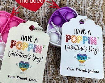 Pop It Valentine Cards, Fidget Valentines Poppin for Boys Girls Kids, Class Classroom Exchange, Non Candy, Mini Push pop Bubble Fidget Toy