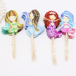 Mermaid Cupcake Topper, Birthday Cupcakes, Mermaid Birthday Party, Mermaid Cake, Cupcake Toppers, Cupcake Decoration SET OF 4 Cupcaketoppers