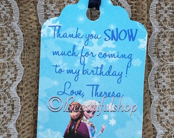 Personalized Favor Tags, 2.5Lx1.8w", Thank You tags, Favor tags, Gift tags, frozen party, frozen tags, frozen theme party, (SET of 20 tags)