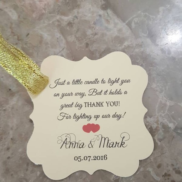 candle Favor Tags, 2x2'', Wedding tags, Thank You tags, Favor tags, Gift tags, Bridal Shower Favor Tags, candle, candle favor votive tags