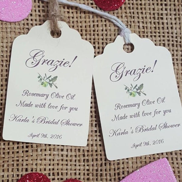 olive oil Favor Tags, Wedding tags, Thank You tags, Favor tags, Bridal Shower Favor Tags, Italian olive oil tags, olive oil bottles