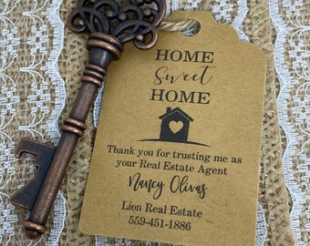 Key Bottle Openers AND Tags, Real Estate Closing GIFT, Bottle Opener Tags, Key Tags, Realtor Closing Gift Key Tags, Realtor card