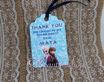 frozen Favor Tags, Thank You tags, Favor tags, Gift tags, Birthday Party Frozen, elsa & anna frozen, frozen theme birthday, SET20tags