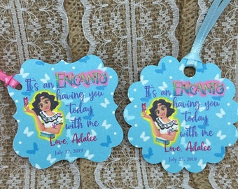 Personalized Favor Tags 2x2" or 2" Thank You tags, Favor tags, Gift tags, encanto party, encanto tags, encanto theme party, (SET OF 20 tags)