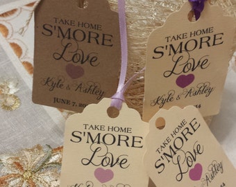 s'more Favor Tags, 2.5Lx1.8w'', Wedding tags, Thank You tags, Favor tags, Gift tags, Bridal Shower Favor Tags, marshmallows favor tags