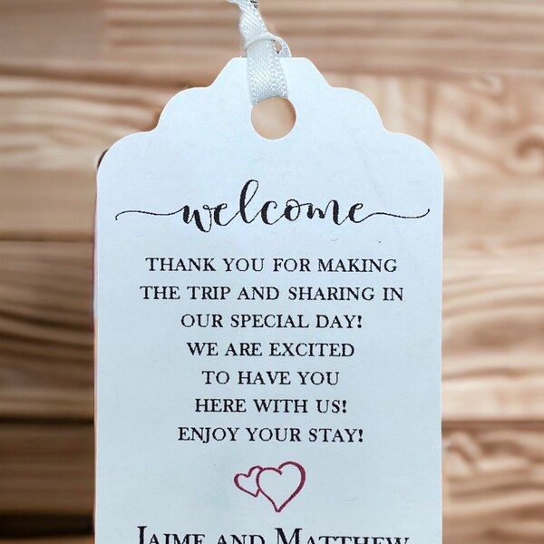 Welcome hotel tags, wedding welcome tags Wedding tags, Gift bag Tags welcome tag hotel gift bags, Welcome tags for wedding guests hotel tags