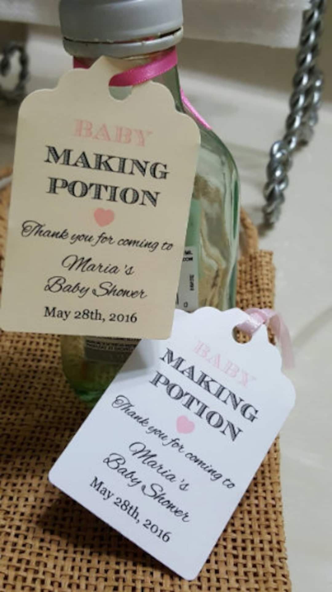 Baby Making Potion Tags, Personalized Baby Shower Tags, Thank You Tags ...