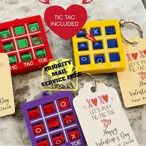 Kids Class Valentines Day Cards / Cute School Valentines Cards / Tic Tac Toe V-day cards / Fun Game Valentines Day Cards / X O X O game