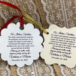 Greek tradition Favor Tags, Wedding tags, Thank You tags, Italian Tradition Tags, Koufeta tags Bomboniera Tags Jordan Almond Favor TAGS