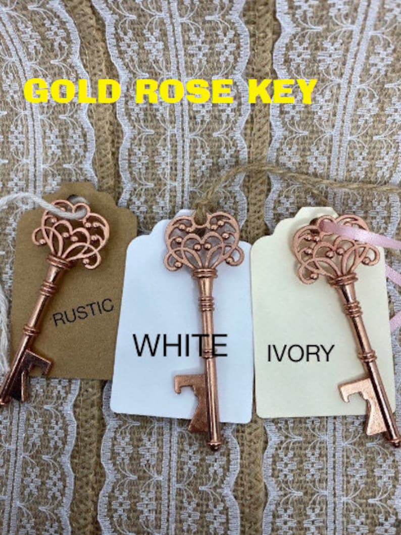 Wedding Favors, Key Bottle Openers AND Tags, Skeleton Key Favors, Key to Happiness Tags, Wedding Key Tag, Bottle Opener Tags, Key Tags, key image 5