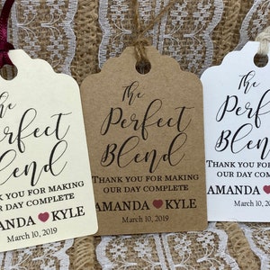 Perfect blend tags, Wedding tags, Thank You tags, Favor tags, Gift tags, perfect blend favor tags, blend tags, coffee tags, the perfect