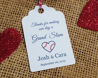 baseball Favor Tags 2.5Lx1.8w'', Wedding tags, Thank You tags, Favor tags, Gift tags, Bridal Shower Favor Tags, baseball wedding favor tags