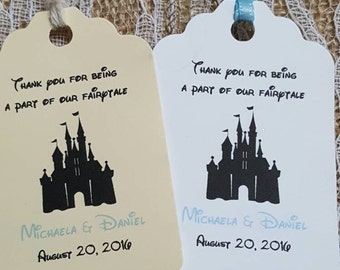 Personalized Favor Tags 2.5"L x1.8", Wedding tags, Thank You tags, Bridal Shower Favor Tags, disney wedding, fairy tale, cinderella castle