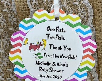 Dr Seuss Tags,Baby Shower tags, Thank You tags, Favor tags, Gift tags, dr seuss, cat in the hat baby shower tag, one fish two fish, rainbow