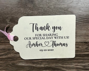 Wedding Tags, Wedding Favors Tags, Wedding Thank you Tags, Custom Gift Tags, Wedding Favor Tags, Personalized Tag, Calligraphy, Heart