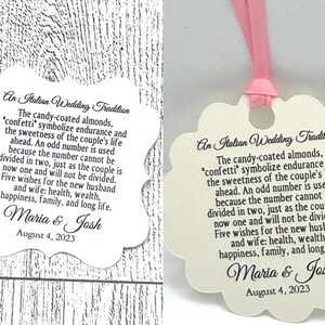 Jordan Almond Tags, Wedding tags, Thank You tags, Koufeta tags, greenery tags, Shower Tags, Italian tradition, bonbonniere tags, greenery