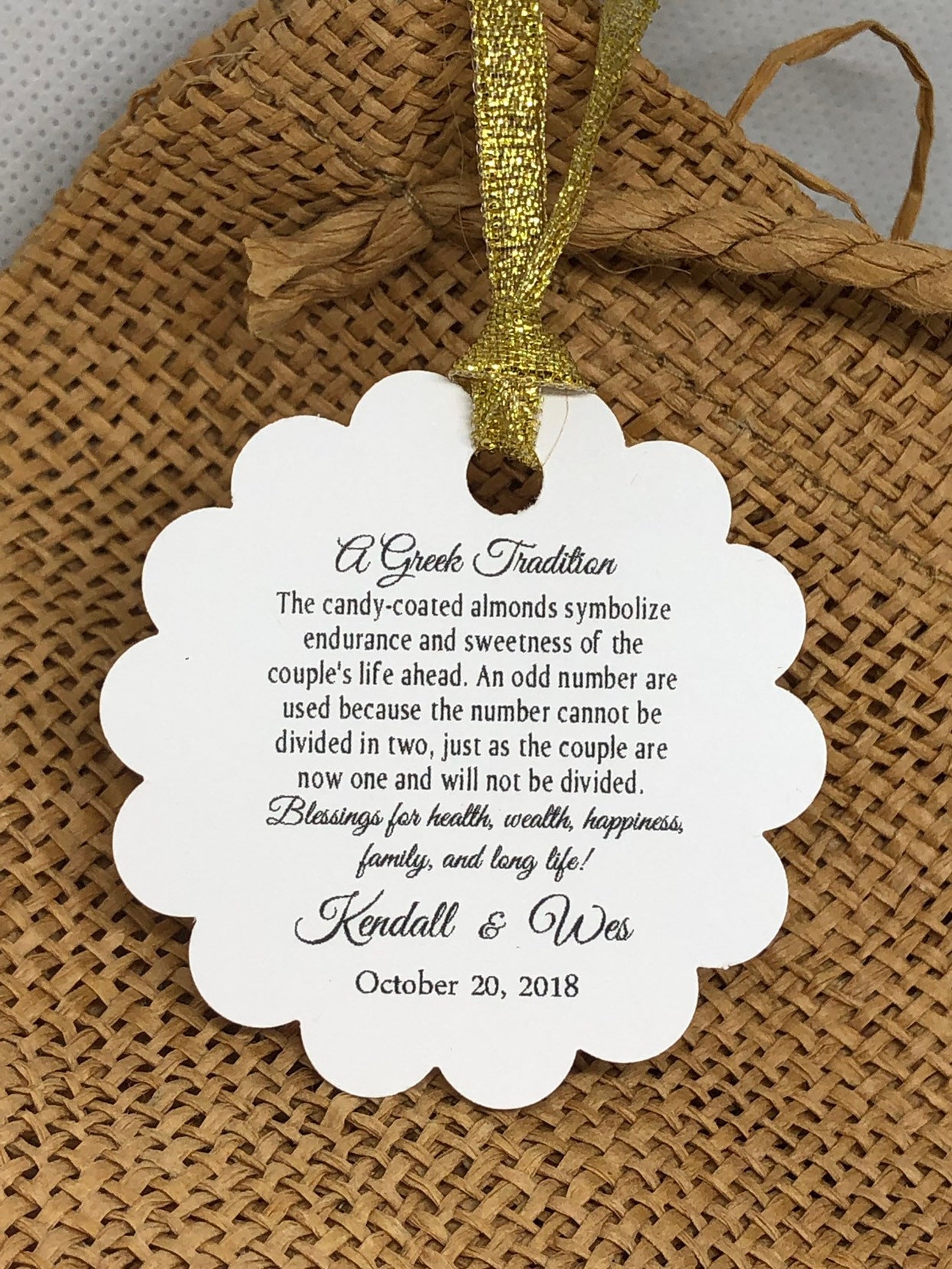 Greek tradition Favor Tags Wedding tags Thank You tags Etsy