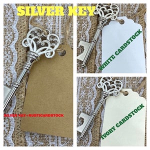 Wedding Favors, Key Bottle Openers AND Tags, Skeleton Key Favors, Key to Happiness Tags, Wedding Key Tag, Bottle Opener Tags, Key Tags, key image 8