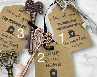 Key Bottle Openers AND Tags, housewarming party, Skeleton Key Favors, HOUSEWARMING TAGS, housewarming Key Tag, Bottle Opener Tags, Key Tags