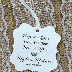 hugs and kisses Tags, greenery tags, Wedding tags, Thank You tags, Favor tags, Gift tags, hugs and kisses from mr and mrs, greenery party