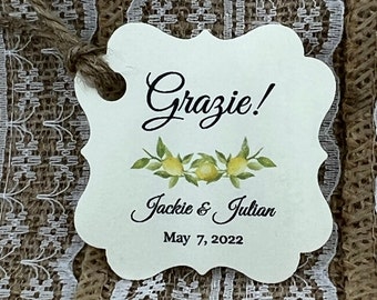 limoncello tags, limoncello Favor Tags, Wedding tags, Thank You tags, Favor tags, Gift tags, Italian wedding theme, grazie tags, lemons tags