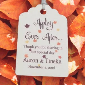 appley ever afer tags, apple Favor Tags, Wedding tags, Thank You tags, Bridal Shower Favor Tags, autumn favor tags, fall tags, apple tags