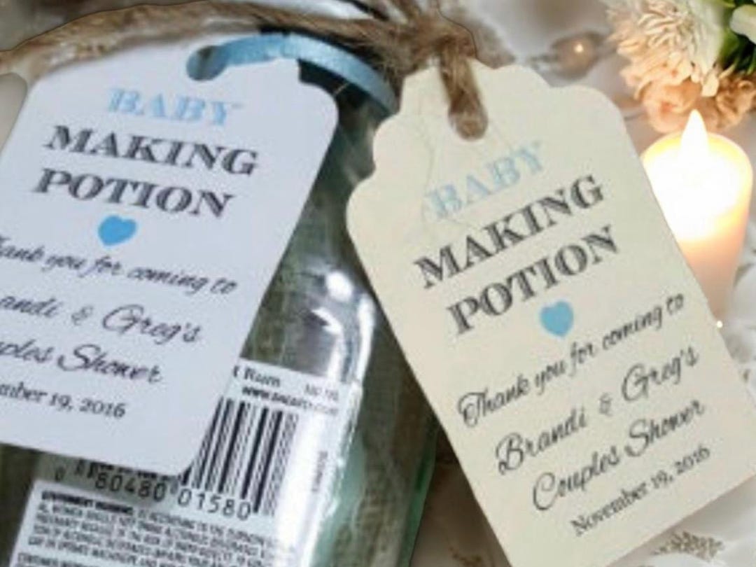 Baby Making Potion Tags, Personalized Baby Shower Tags, Thank You Tags ...