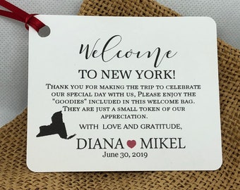 Personalized Wedding Welcome Tags, Hotel Gift Bag (4x4'')
