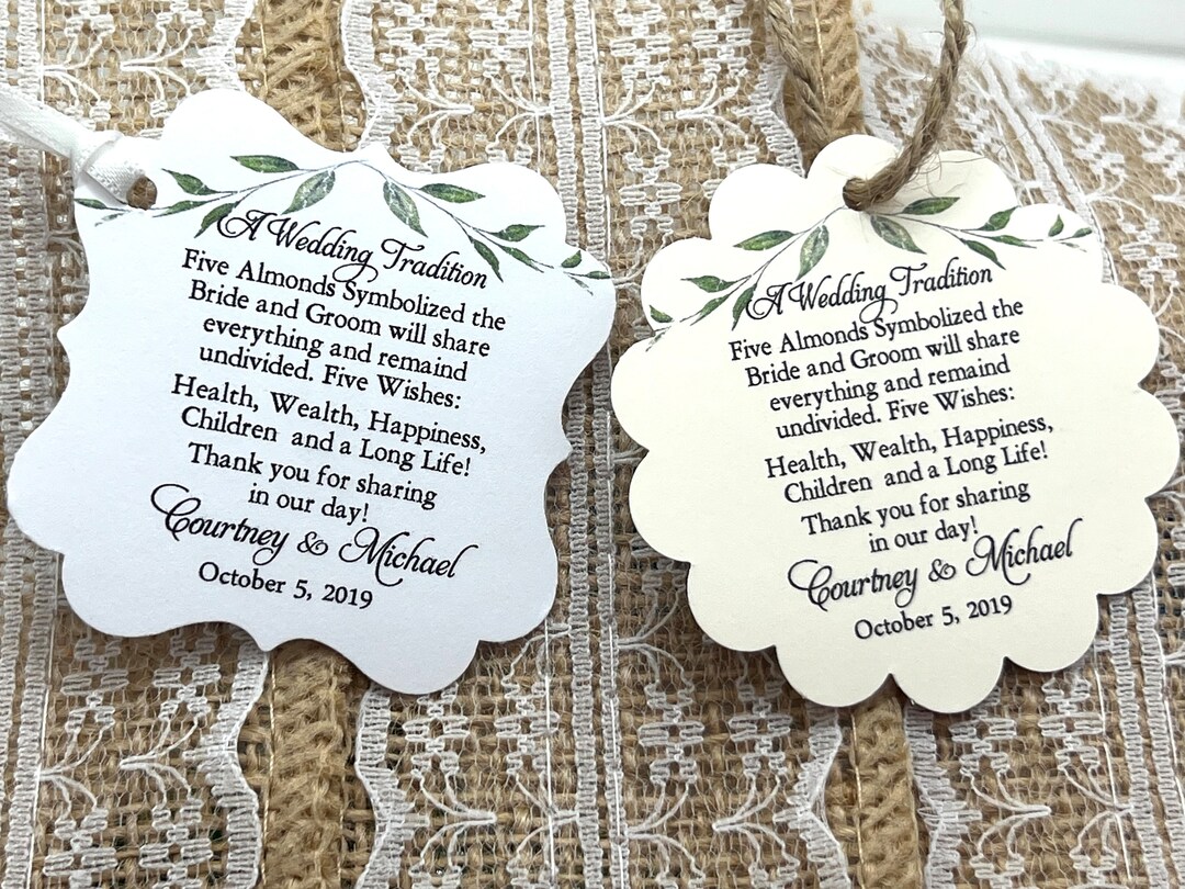 Jordan Almond Favor TAGS, Wedding Tags, Thank You Tags, Favor Tags ...