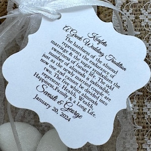 Jordan Almond Favor Tags, A Greek Wedding Tradition, Koufeta Candy Coated Almond Tags, Koufeta tags, Bomboniere tags #freeshipping, Greek