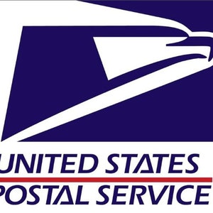 May include: The United States Postal Service logo features a blue rectangle with a white eagle in flight. The text "UNITED STATES POSTAL SERVICE" is below the eagle.