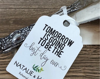 Rehearsal dinner tags, Greenery tags, Best Day Ever, Wedding Rehearsal Dinner, Wedding Favors Tags, Silverware Tags, Wedding Tags, garden