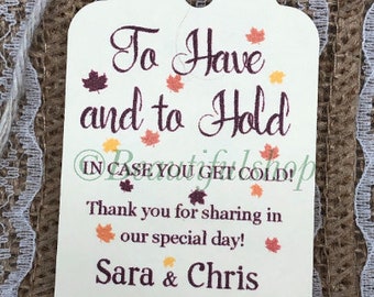Pashmina Blanket Favor Tags, Wedding Thank You Tags