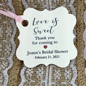 Love is Sweet Tags, kisses favor tags, Personalized Tags, wedding tags, Thank You tags, Bridal Shower tags, Love Is Sweet Favor Tags